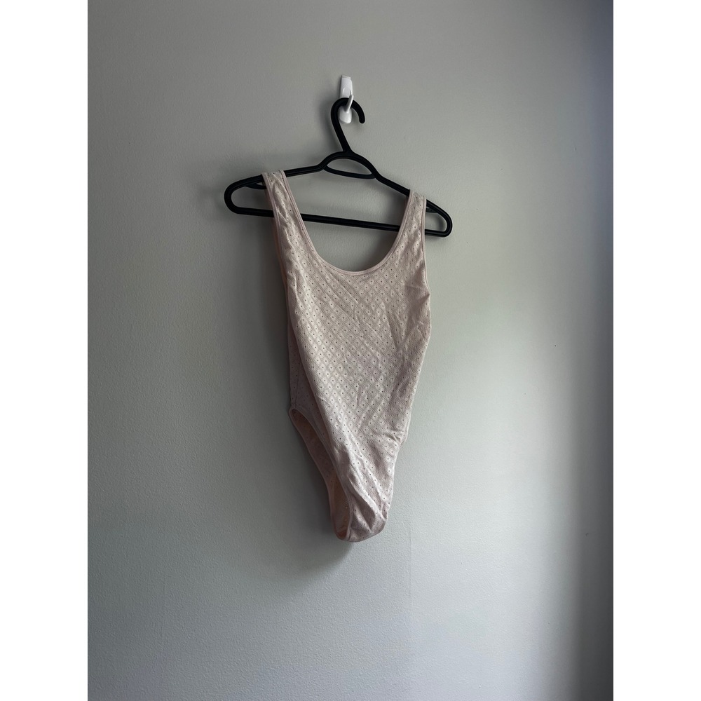 Aerie Blush Pink Diamond Eyelet Scoop Neck Bodysuit Sleeveless Small S/P